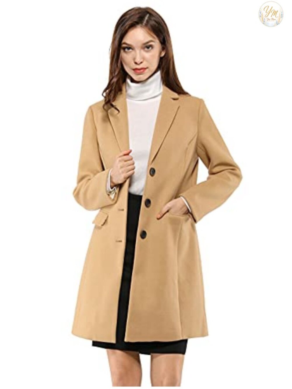 Women's Single Breasted Peacoat Work A-line Winter Overcoat